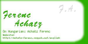 ferenc achatz business card